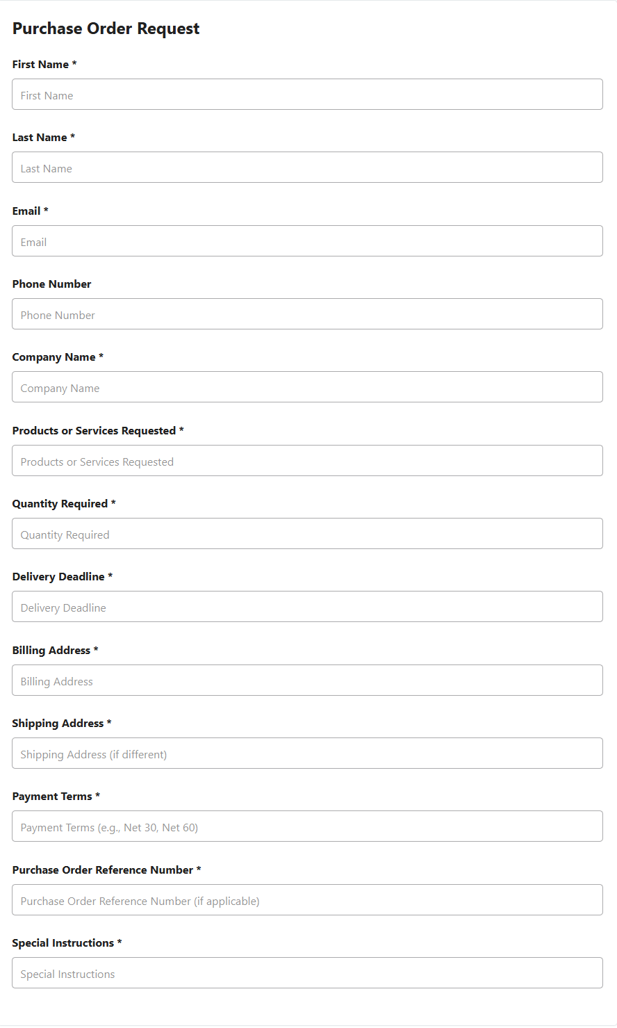 Purchase Order Request